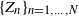 left brace upper Z Subscript n Baseline right brace Subscript n equals 1 comma ellipsis comma upper N