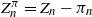 upper Z Subscript n Superscript pi Baseline equals upper Z Subscript n Baseline minus pi Subscript n