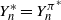 upper Y Subscript n Superscript asterisk Baseline equals upper Y Subscript n Superscript pi Super Superscript asterisk