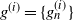 g Superscript left parenthesis i right parenthesis Baseline equals StartSet g Subscript n Superscript left parenthesis i right parenthesis Baseline EndSet