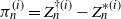 pi Subscript n Superscript left parenthesis i right parenthesis Baseline equals upper Z Subscript n Superscript dagger left parenthesis i right parenthesis Baseline minus upper Z Subscript n Superscript asterisk left parenthesis i right parenthesis
