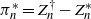 pi Subscript n Superscript asterisk Baseline equals upper Z Subscript n Superscript dagger Baseline minus upper Z Subscript n Superscript asterisk