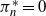 pi Subscript n Superscript asterisk Baseline equals 0
