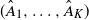 left parenthesis ModifyingAbove upper A With caret Subscript 1 Baseline comma ellipsis comma ModifyingAbove upper A With caret Subscript upper K Baseline right parenthesis