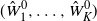 left parenthesis ModifyingAbove upper W With caret Subscript 1 Superscript 0 Baseline comma ellipsis comma ModifyingAbove upper W With caret Subscript upper K Superscript 0 Baseline right parenthesis