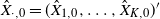 ModifyingAbove upper X With caret Subscript dot comma 0 Baseline equals left parenthesis ModifyingAbove upper X With caret Subscript 1 comma 0 Baseline comma ellipsis comma ModifyingAbove upper X With caret Subscript upper K comma 0 Baseline right parenthesis prime