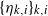 left brace eta Subscript k comma i Baseline right brace Subscript k comma i