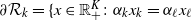 partial differential script upper R Subscript k Baseline equals left brace x element of double struck upper R Subscript plus Superscript upper K Baseline colon alpha Subscript k Baseline x Subscript k Baseline equals alpha Subscript script l Baseline x Subscript script l Baseline