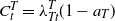 upper C Subscript t Superscript upper T Baseline equals lamda Subscript upper T t Superscript upper T Baseline left parenthesis 1 minus a Subscript upper T Baseline right parenthesis