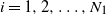 i equals 1 comma 2 comma ellipsis comma upper N 1