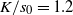 upper K divided by s 0 equals 1.2