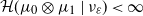 script upper H left parenthesis mu 0 circled times mu 1 vertical bar nu Subscript epsilon Baseline right parenthesis less than normal infinity