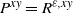 upper P Superscript x y Baseline equals upper R Superscript epsilon comma x y