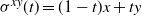 sigma Superscript x y Baseline left parenthesis t right parenthesis equals left parenthesis 1 minus t right parenthesis x plus t y