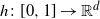 h colon left bracket 0 comma 1 right bracket right arrow double struck upper R Superscript d