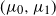 left parenthesis mu 0 comma mu 1 right parenthesis