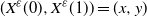 left parenthesis upper X Superscript epsilon Baseline left parenthesis 0 right parenthesis comma upper X Superscript epsilon Baseline left parenthesis 1 right parenthesis right parenthesis equals left parenthesis x comma y right parenthesis