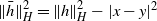StartMetric h overbar EndMetric Subscript upper H Superscript 2 Baseline equals StartMetric h EndMetric Subscript upper H Superscript 2 Baseline minus StartAbsoluteValue x minus y EndAbsoluteValue squared
