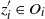 z prime Subscript i Baseline element of upper O Subscript i