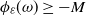 phi Subscript epsilon Baseline left parenthesis omega right parenthesis greater than or equals negative upper M