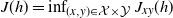 upper J left parenthesis h right parenthesis equals inf Underscript left parenthesis x comma y right parenthesis element of script upper X times script upper Y Endscripts upper J Subscript x y Baseline left parenthesis h right parenthesis