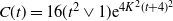 upper C left parenthesis t right parenthesis equals 16 left parenthesis t squared or 1 right parenthesis normal e Superscript 4 upper K squared left parenthesis t plus 4 right parenthesis squared