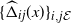 left brace ModifyingAbove normal upper Delta With caret Subscript i j Baseline left parenthesis x right parenthesis right brace Subscript i comma j script upper E