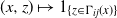 left parenthesis x comma z right parenthesis right arrow from bar 1 Subscript left brace z element of normal upper Gamma Sub Subscript i j Subscript left parenthesis x right parenthesis right brace
