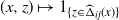 left parenthesis x comma z right parenthesis right arrow from bar 1 Subscript left brace z element of ModifyingAbove normal upper Delta With caret Sub Subscript i j Subscript left parenthesis x right parenthesis right brace