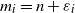 m Subscript i Baseline equals n plus epsilon Subscript i