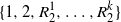StartSet 1 comma 2 comma upper R 2 Superscript 1 Baseline comma ellipsis comma upper R 2 Superscript k Baseline EndSet