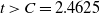 t greater than upper C equals 2.4625