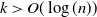 k greater than upper O left parenthesis log left parenthesis n right parenthesis right parenthesis
