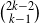 StartBinomialOrMatrix 2 k minus 2 Choose k minus 1 EndBinomialOrMatrix