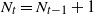 upper N Subscript t Baseline equals upper N Subscript t minus 1 Baseline plus 1