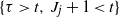 StartSet tau greater than t comma upper J Subscript j Baseline plus 1 less than t EndSet