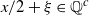 x divided by 2 plus xi element of double struck upper Q Superscript c
