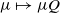 mu right arrow from bar mu upper Q