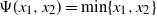 normal upper Psi left parenthesis x 1 comma x 2 right parenthesis equals min left brace x 1 comma x 2 right brace