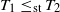 upper T 1 less than or equals Subscript normal s normal t Baseline upper T 2