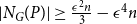 StartAbsoluteValue upper N Subscript upper G Baseline left parenthesis upper P right parenthesis EndAbsoluteValue greater than or equals StartFraction epsilon squared n Over 3 EndFraction minus epsilon Superscript 4 Baseline n