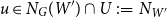 u element of upper N Subscript upper G Baseline left parenthesis upper W Superscript prime Baseline right parenthesis intersection upper U colon equals upper N Subscript upper W prime Baseline