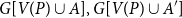 upper G left bracket upper V left parenthesis upper P right parenthesis union upper A right bracket comma upper G left bracket upper V left parenthesis upper P right parenthesis union upper A Superscript prime Baseline right bracket