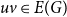 u v element of upper E left parenthesis upper G right parenthesis