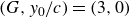 left parenthesis upper G comma y 0 divided by c right parenthesis equals left parenthesis 3 comma 0 right parenthesis