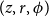 left parenthesis z comma r comma phi right parenthesis