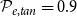 script upper P Subscript e comma t a n Baseline equals 0.9