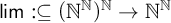 sans serif limit colon subset of or equal to left parenthesis double struck upper N Superscript double struck upper N Baseline right parenthesis Superscript double struck upper N Baseline right arrow double struck upper N Superscript double struck upper N