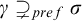 gamma superset of or not equals Subscript p r e f Baseline sigma