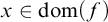 x element of dom left parenthesis f right parenthesis
